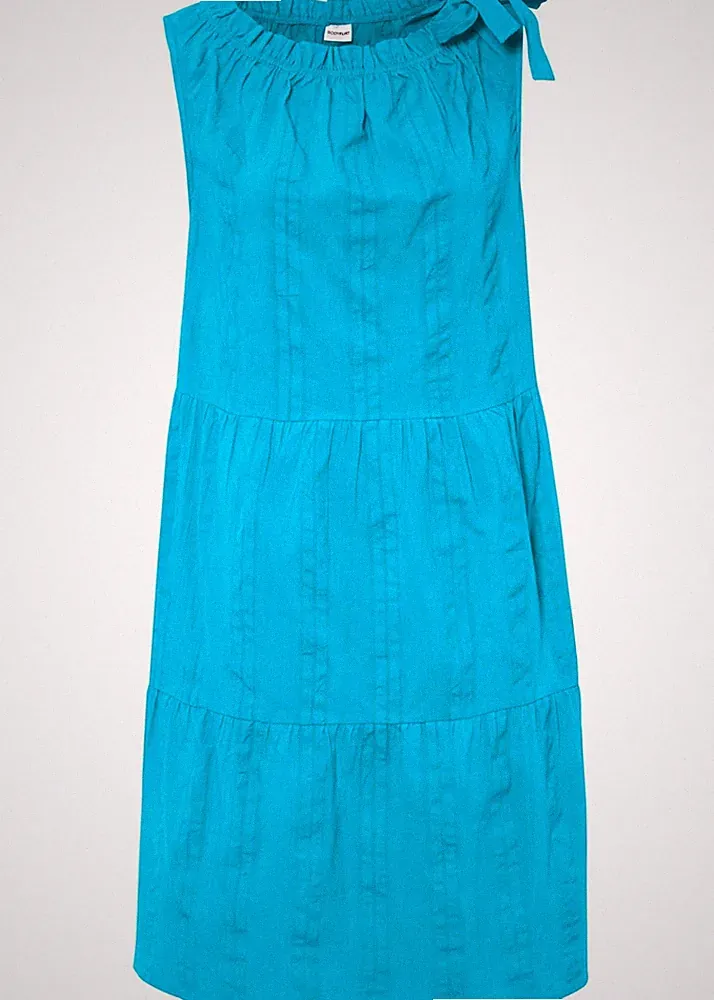 Kleid in A-Linie Gr. 38 Türkis Baumwoll-Dress Minikleid Freizeitkleid Neu*
