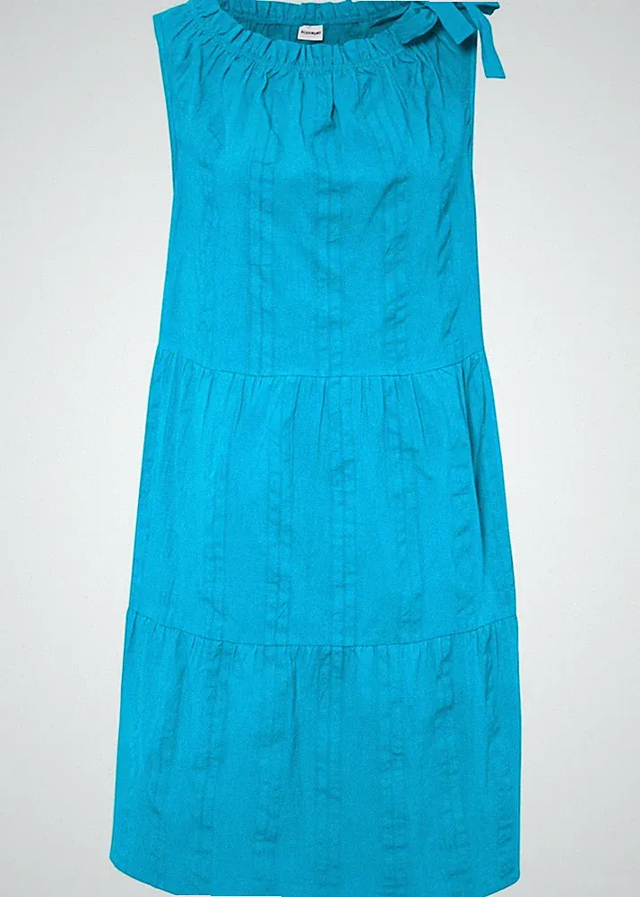 Kleid in A-Linie Gr. 38 Türkis Baumwollkleid Mini Freizeitkleid ohne Ärmel Neu