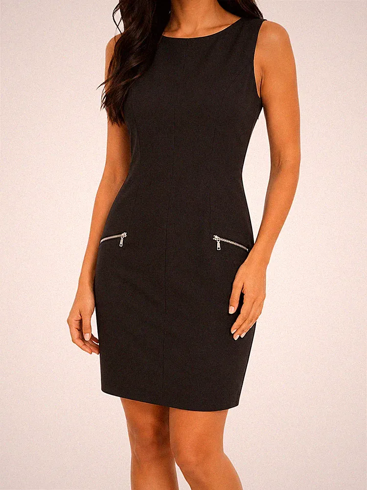 Kleid Infinity Schwarz 40 L Damen Cocktail Tailliert Reißverschluss Np 169 Neu