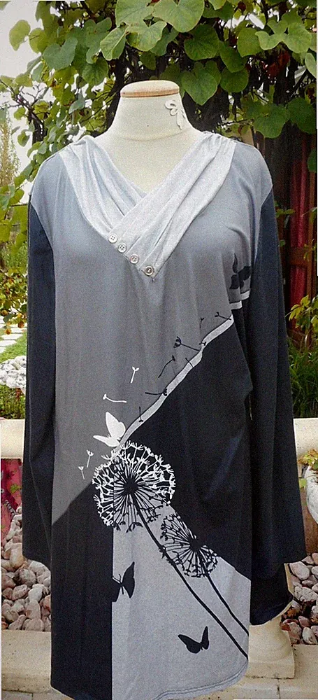Kleid * JUST * Gr. 46 48 XL Modell grau schwarz " Etikett