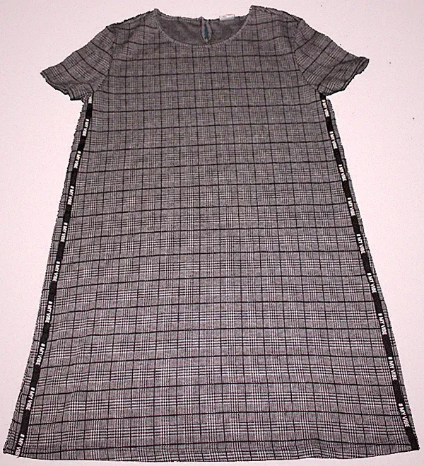 KLEID KARIERT SCHWARZ WEISS GLENCHECK C&A SEITLICH STREIFEN MY VIBE 146 152 NE