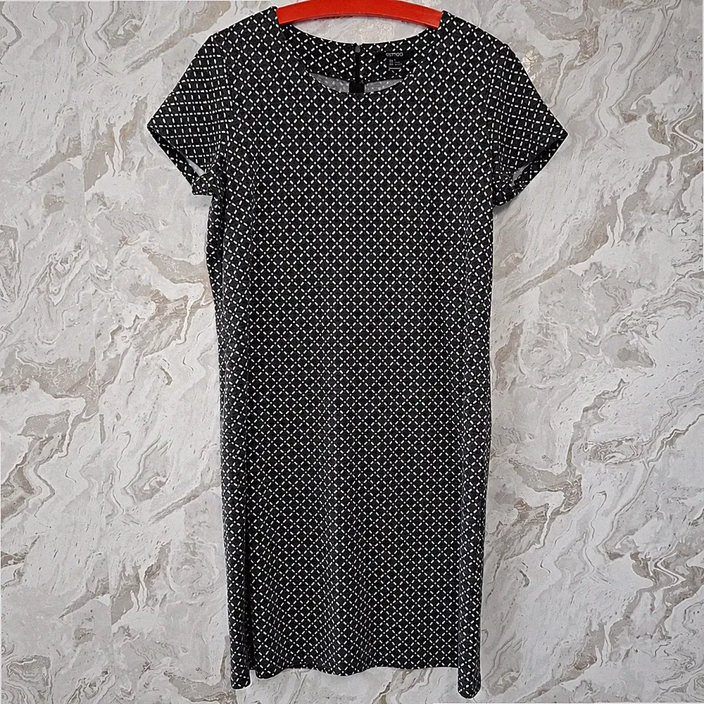 Kleid kurzarm grau-weiß kar. Marke Esmara Gr. 42/44