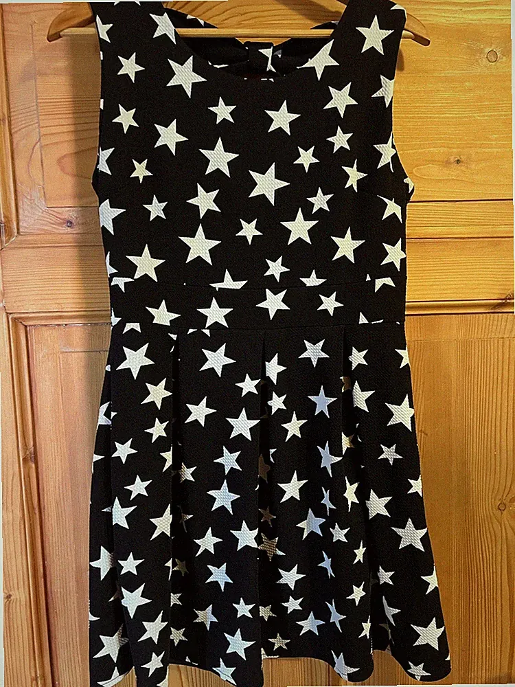 Kleid L Mädchen Damen schwarz mit Sternen Geburtstag Jugendweihe Hochzeit Abi