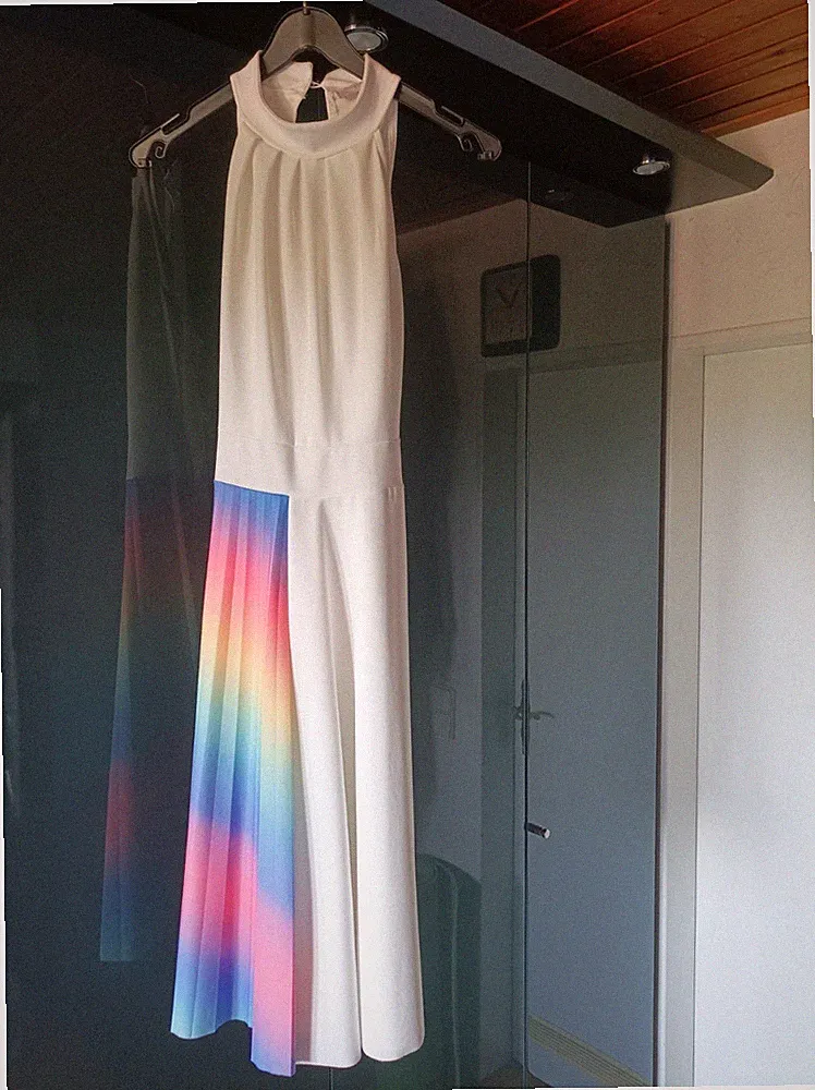 Kleid "Laure" in weiß/bunt/Regenbogen Gr. M, sehr gut