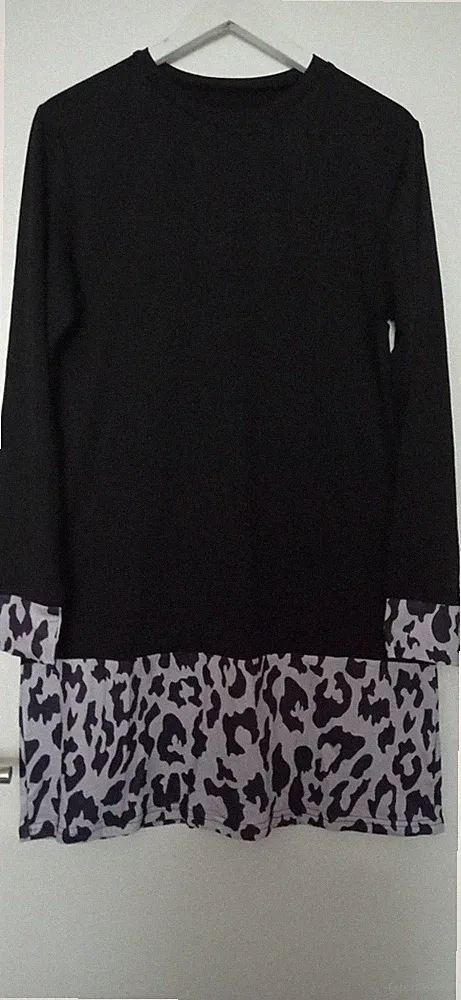 Kleid Leo mit Leopardenmuster, Rundhalsausschnitt, Langarmkleid XL-XXL