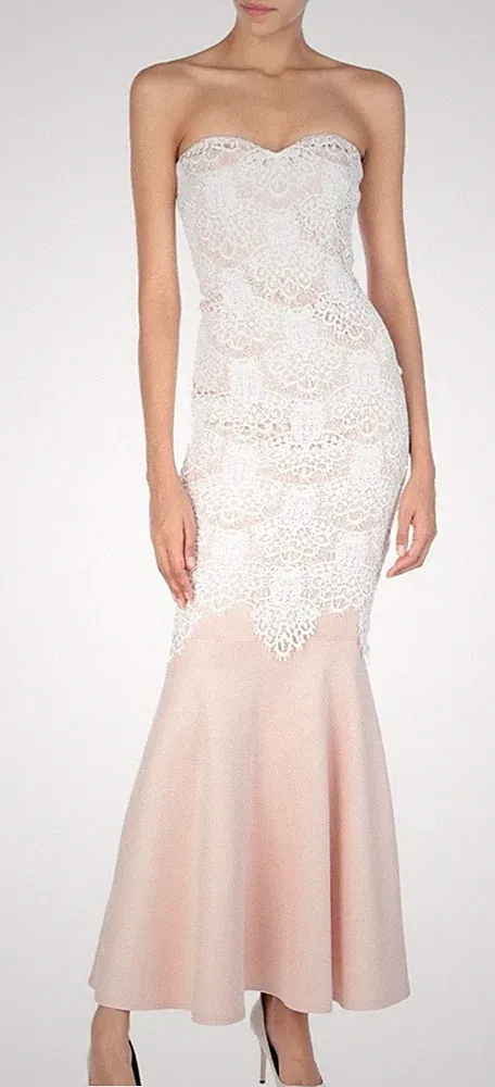 Kleid Lipsy lang nude apricot rosa Fishtail Meerjungfrauenstil neu OVP Gr.40 M