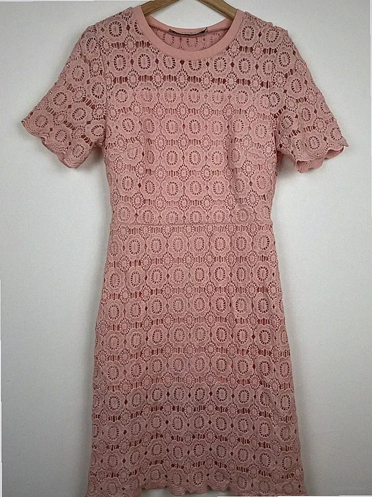 Kleid Liquorish Rosa Häkelspitze A-Linie UK 8 / 36 Sommer Hochzeit Gast Anlass