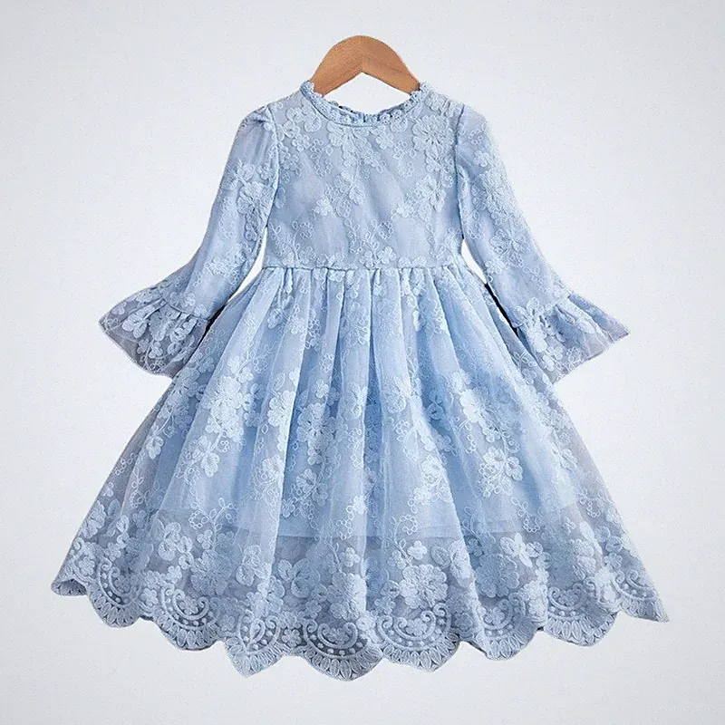 Kleid Mädchenkleid blau bestickt Prinzessin Zeremonie Party 3-7 Jahre Tutu