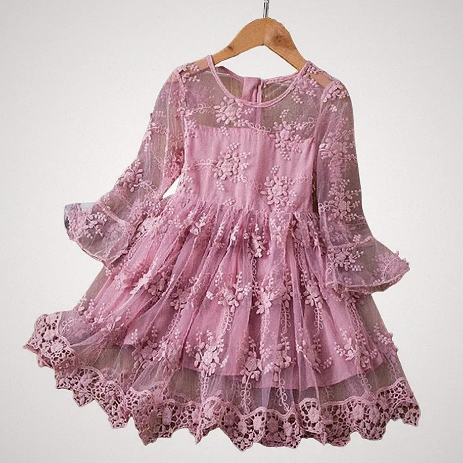 Kleid Mädchenkleid rosa bestickt Prinzessin Zeremonie Party 3-7 Jahre Tutu