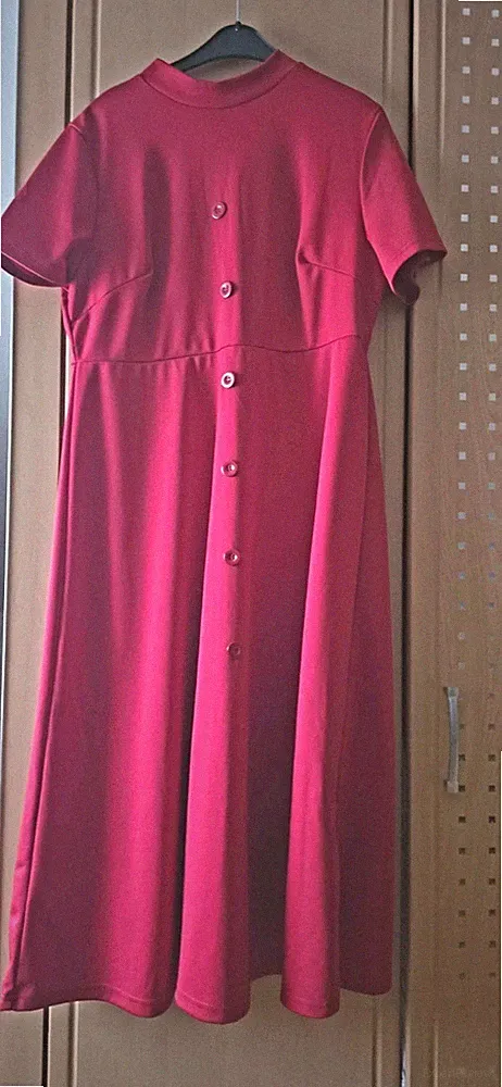 Kleid Maxikleid Jersey Gr.1XL Damenkleid Curve Schlupfkleid A-Linie Stretch Rot
