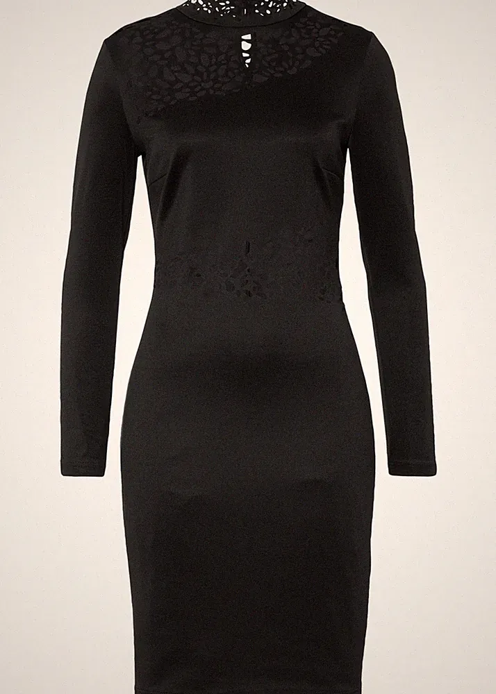 Kleid mit Cut Outs Gr. 32/34 Schwarz Damenkleid Mini Etuikleid Dress Neu