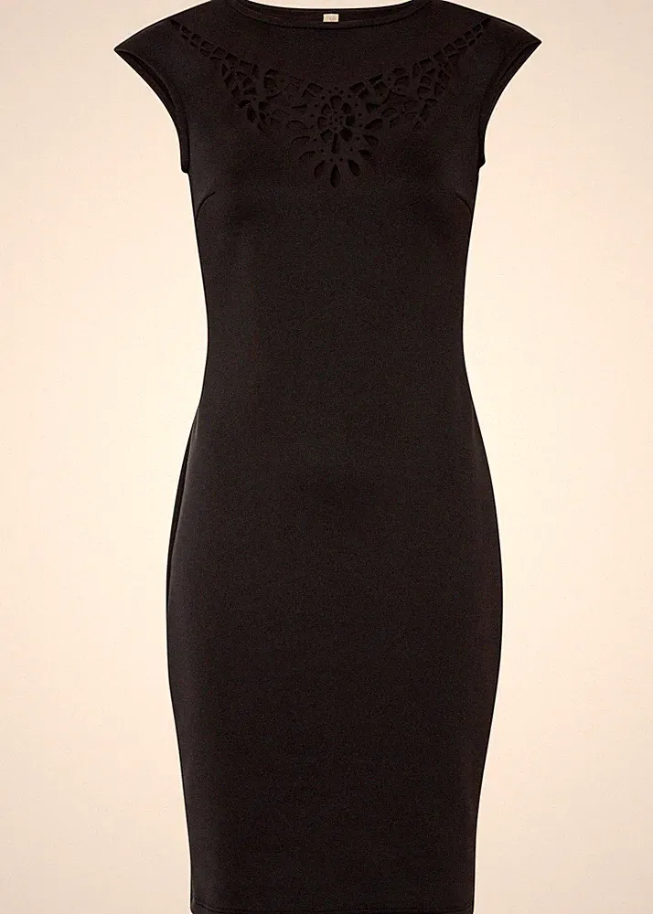 Kleid mit Cut-outs Gr. 36/38 Schwarz Damen Mini Etuikleid Ärmellos Neu