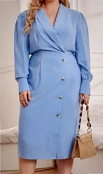 Kleid mit Schalkragen, Knöpfen Gr- XL