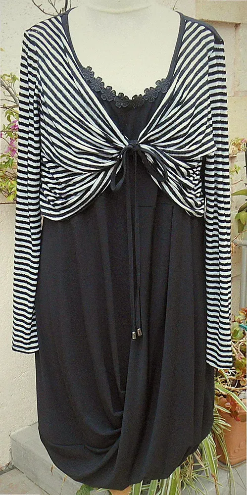 Kleid * Mode gehört Ihnen * LMV Gr. 44 Modell LINIE schwarz gestreift neu etq PROMO