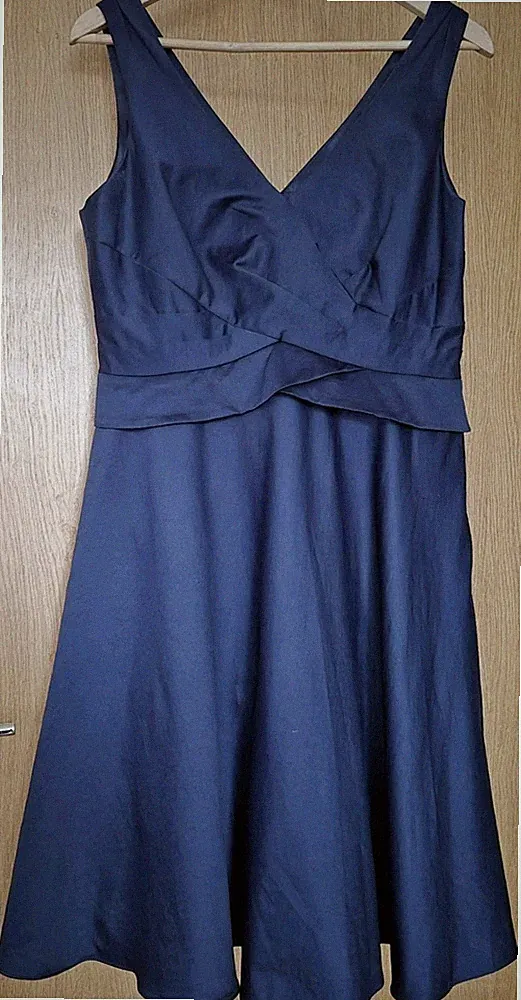 Kleid Monsoon dunkelblau Anlass UK 14 Midi Fit Flare Hochzeitsgast