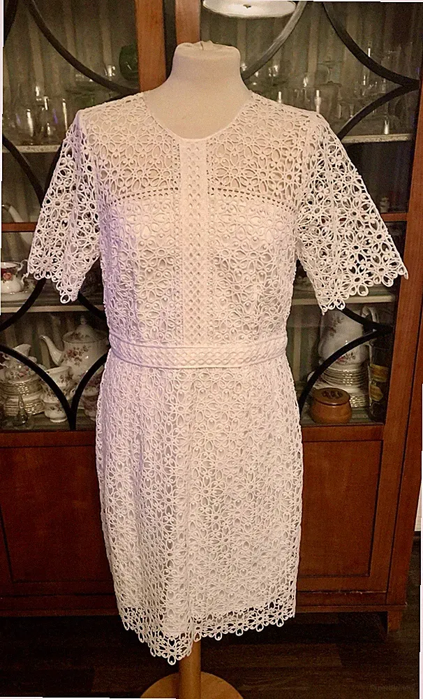 Kleid Monsoon Gr. 40 Häkel Spitze weiß Hochzeit Sommer Zara Cape Blazer weiß L