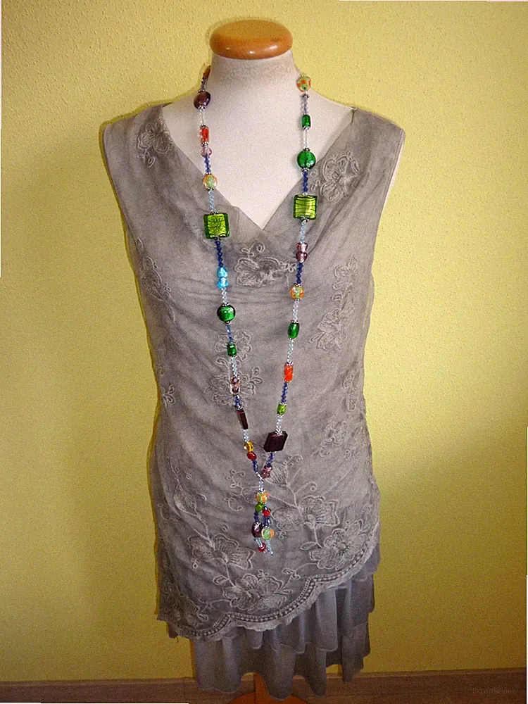 Kleid new collection braun mit Spitze tunika Vintagelook mit Seide Gr M