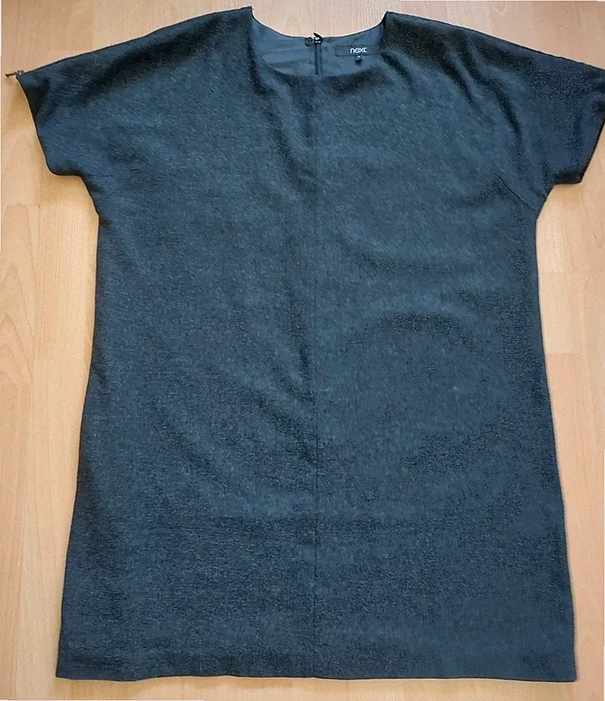 Kleid NEXT Damen Dress Casual-Look 3 Reißverschlusses Gr.L40/42 Wolle Grau Top