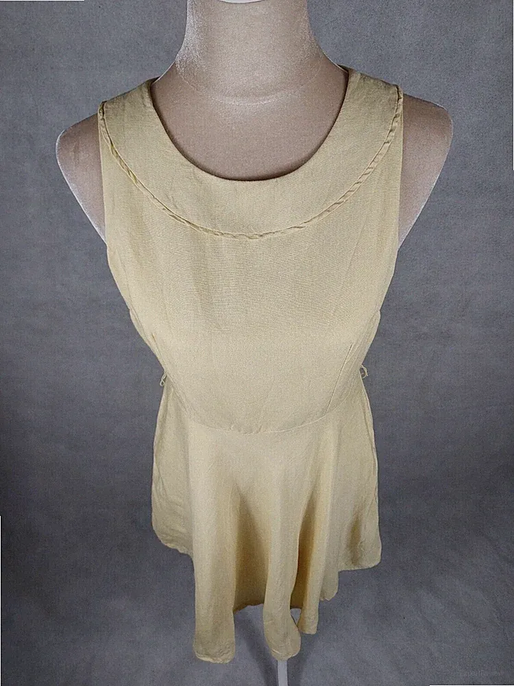 Kleid Oasis Gr. 12 38 M (S/36) gelb Leinen Viskose A-Linie Party dress basic