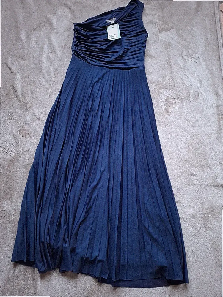 Kleid One Shoulder h&m Cocktailkleid Partykleid blau Gr. S 36 Neu mit Etikett