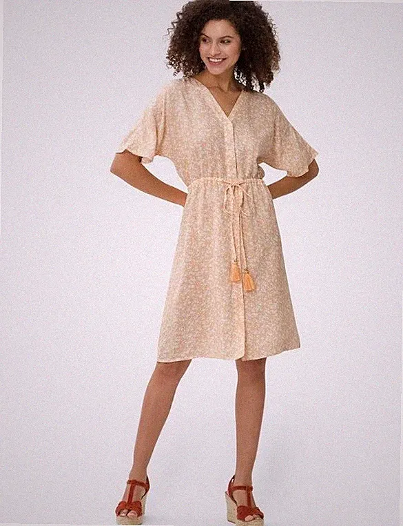 Kleid orange 48 Damen Heine A-Linien-Kleid Bindeband ecru UVP 49,99€ 2.6330