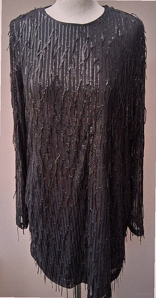 Kleid Party ONLY schwarz Pailetten Glitzer elegant Gr L NEU m. Etikett
