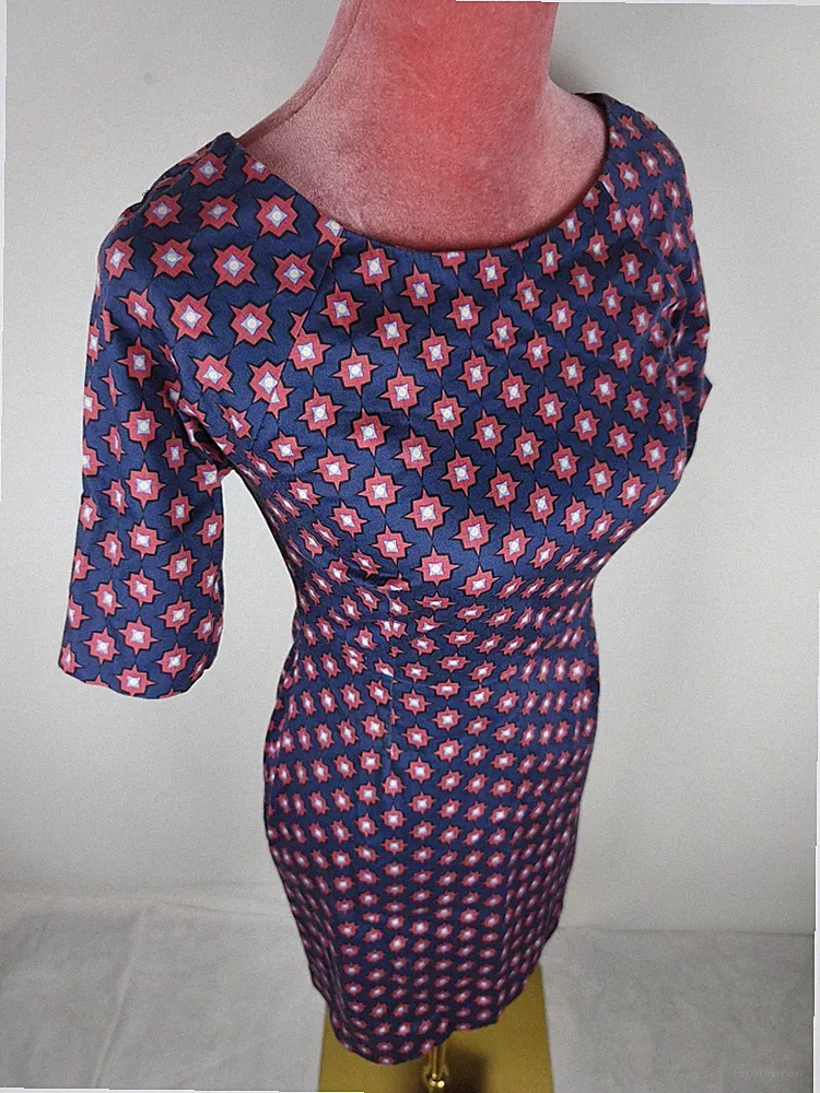 Kleid Pernilla Wahlgren Gr. S 36 blau rot grau retro eng Etuikleid Party dress