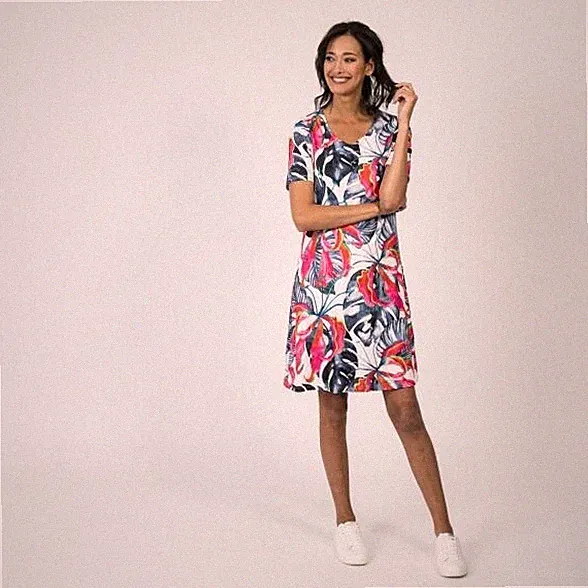 Kleid rosa 46/48 Damen FASHION NEWS Wende-Kleid multicolor UVP:79,99€ S12