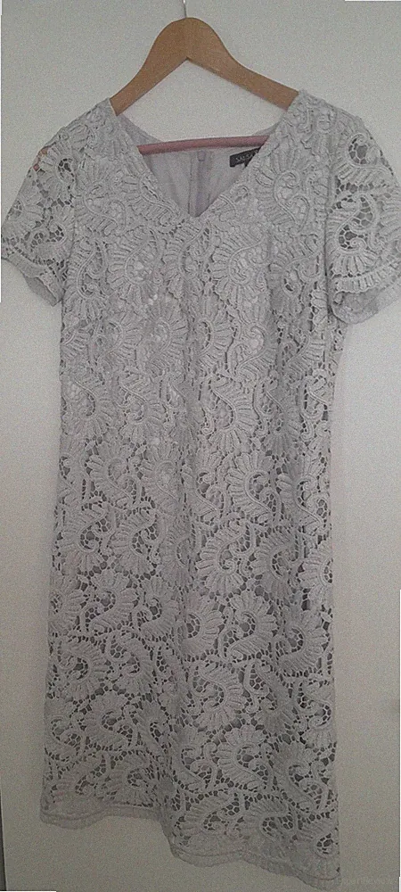 Kleid SALSA Gr. 40 Etuikleid Hellgrau Silber