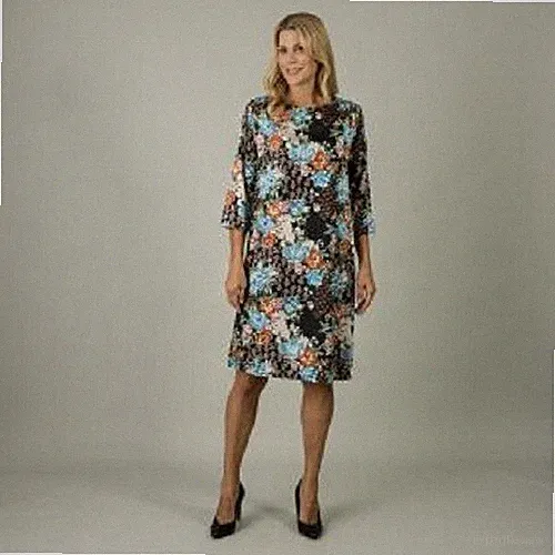Kleid schwarz 40 Damen Madrisa mit Blumendruck multicolor UVP:79€ D94