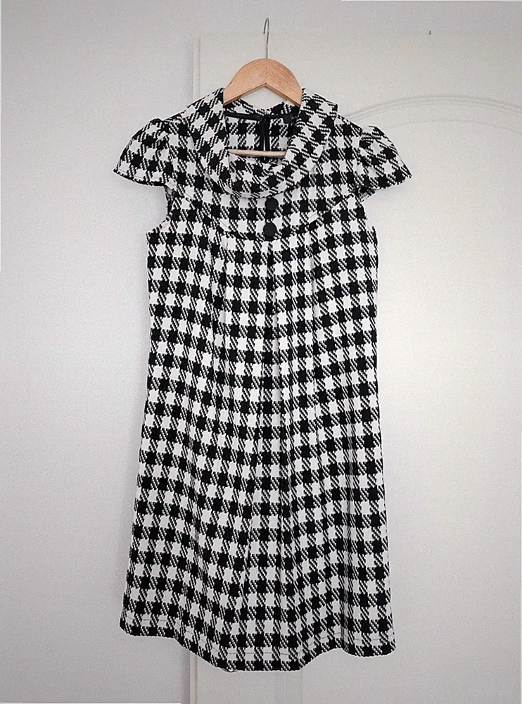 Kleid schwarz weiß hahnentritt Muster