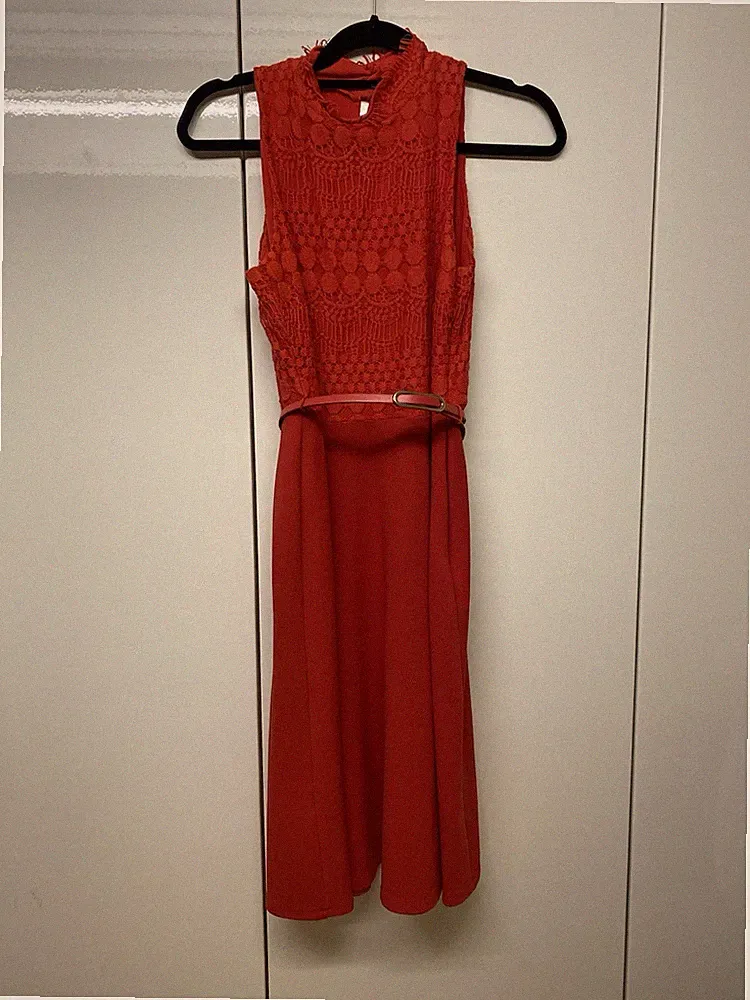 Kleid Sommer Cocktail Ana Alcazar 36 Rot schwingend edel Spitze