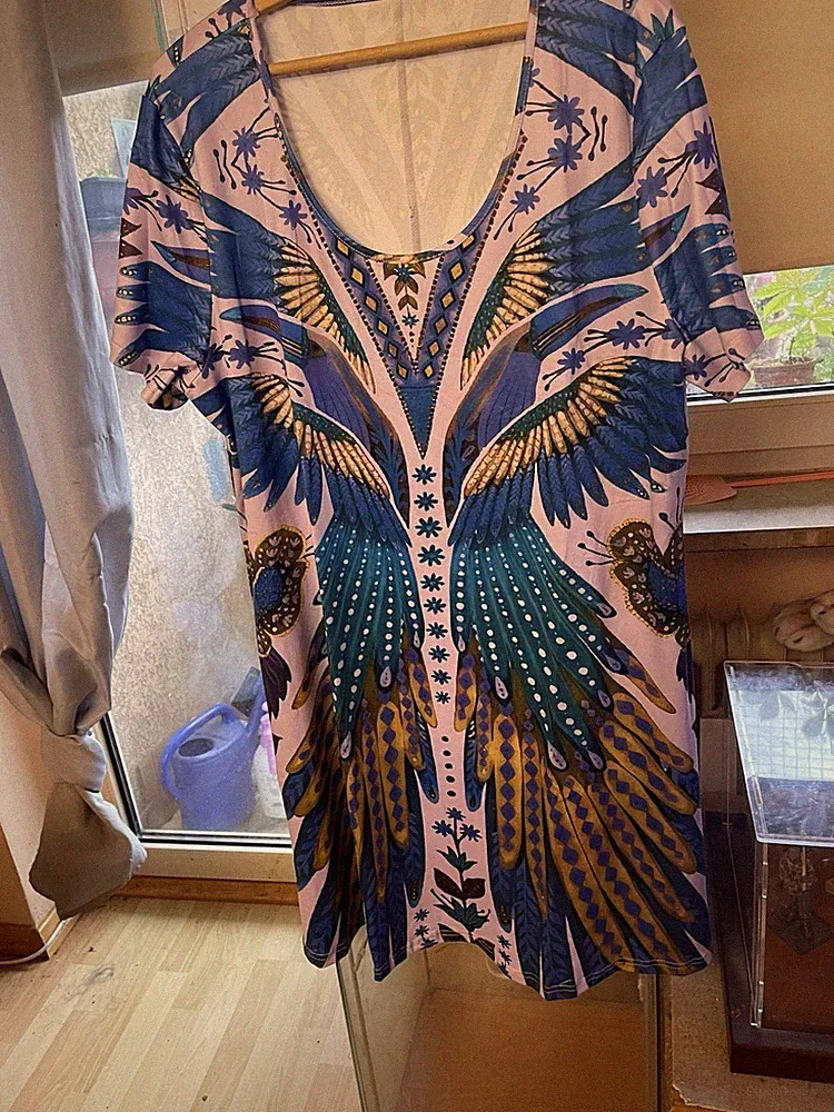 Kleid Sommerkleid Größe 2xl Polyester Elasthan Grün Blau Weiß Gelb