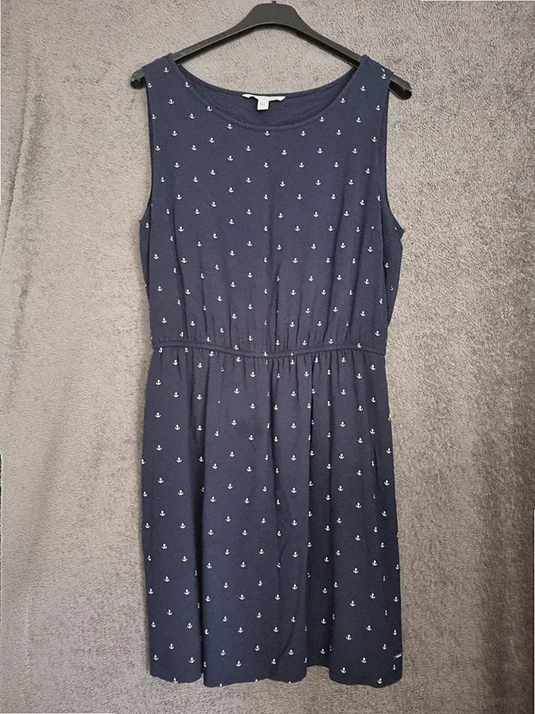 Kleid Sommerkleid M dunkelblau leicht tailliert Anker Alltagskleid A-Linie...
