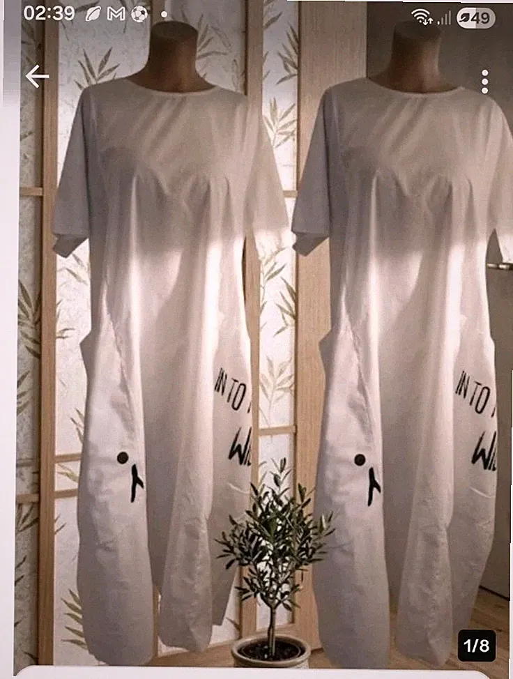 Kleid Sommerkleid Weißm Mit Taschen. 38 Bis 43. L.110 AA 65cm. 17€. Baumwolle
