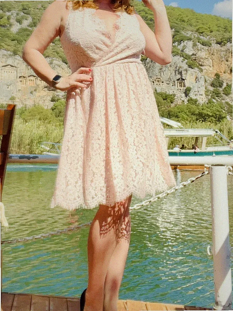 Kleid spitze rose 42 C&A midi Neuwertig Hochzeit Taufe