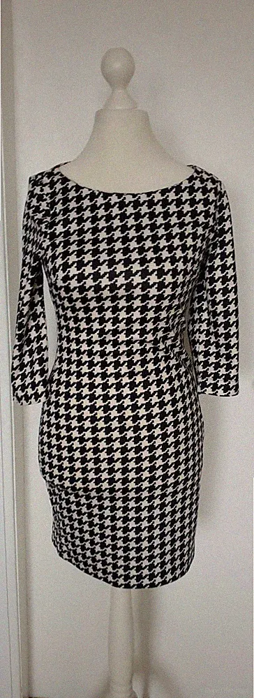 Kleid Stoffkleid Conbipel schwarz weiß Hahnentritt Muster Größe 40 evtl 38