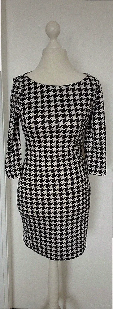 Kleid Stoffkleid Conbipel schwarz weiß Hahnentritt Muster Größe 40 evtl 38