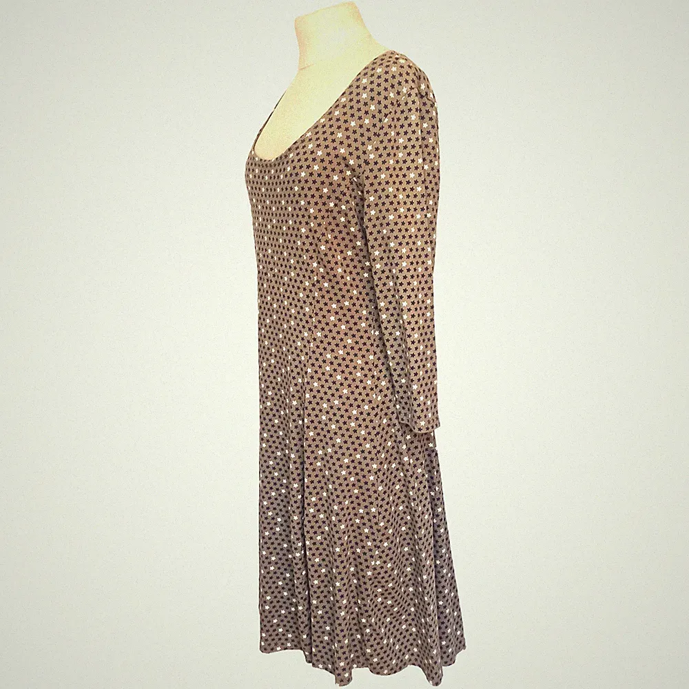 Kleid Taupe 💙 Stretch Damen Blau Weiß Sterne Italy S341C Gr. -M- passt 36,38,S