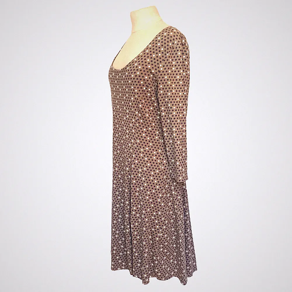 Kleid Taupe 💙 Stretch Damen Blau Weiß Sterne S429C Gr. -L- passt 40,42,M