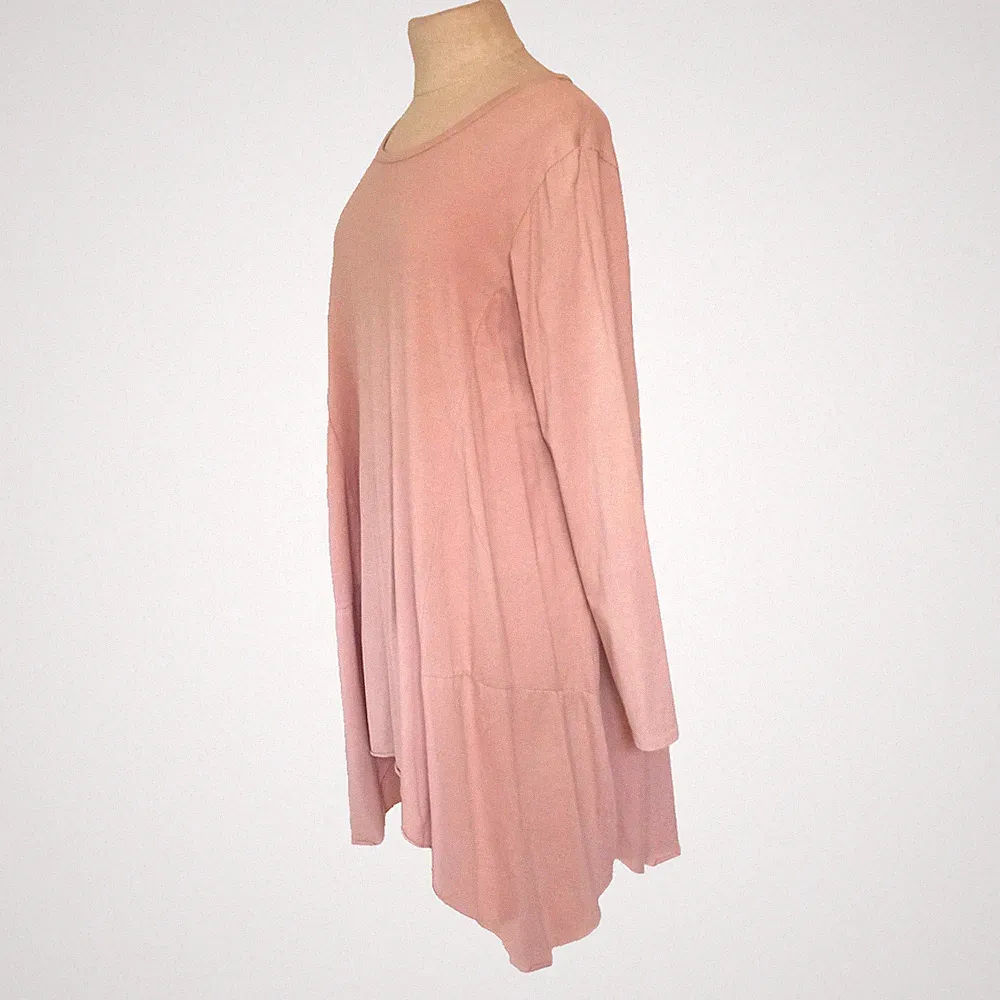 Kleid Tunika Fließend 💙 Altrosa Blush Loose Fit D211P Gr. 40,42,M