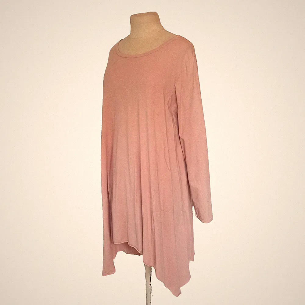Kleid Tunika Fließend 💙 Altrosa Blush Loose Fit D211P Größe 40,42,M
