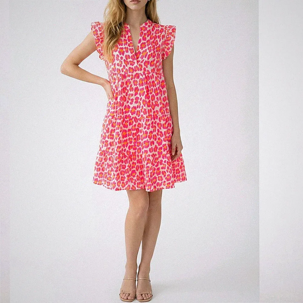 Kleid Tunika Musselin 36 38 40 Pink Orange Italy Tunikakleid Leo Neon