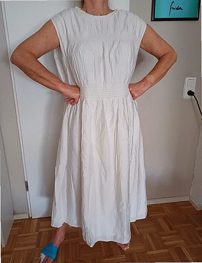 Kleid Weiß Gr. XXL 52 54 Baumwolle Sommerkleid Hochzeit V-Ausschnitt Sommer