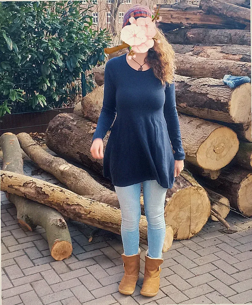 Kleid, Wolle, blau, marine, S,M, A Form, Frühling