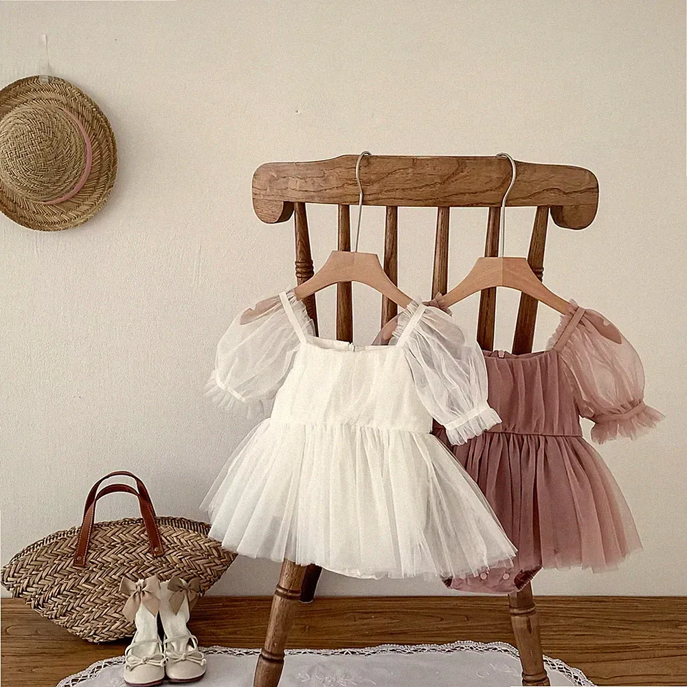 Kleid Zeremonie Baby Mädchen Tüll Puffärmel Taufe Hochzeit Prinzessin