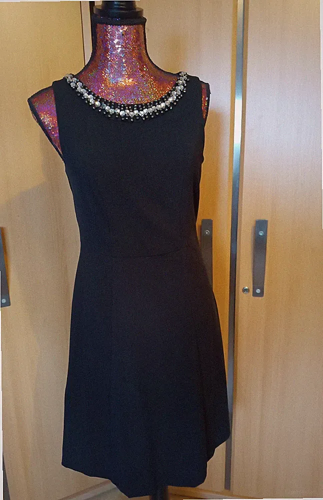 Kleines Schwarzes S 36 Abend Kleid Strass Perlen Abschluss ABI Etui Sexy Ball
