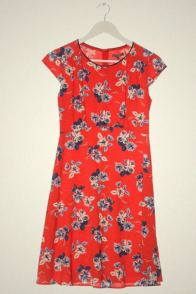 KOCCA A-Linien Kleid Damen Kleid Gr. DE 36 rot-blau Casual-Look