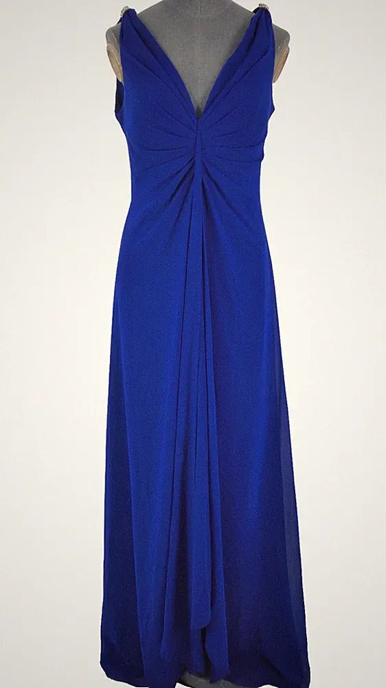Königsblau Abend Maxikleid Kleid UK 8 10 drapiert formell Hochzeit Gast Abschlussball