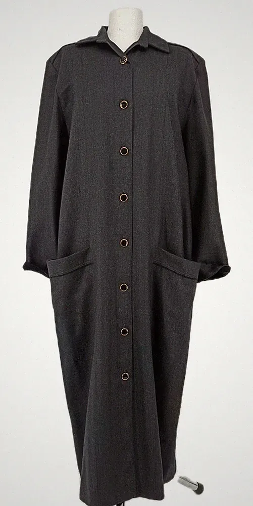 Kuhn Modell Damen Kleid Gr.42 Dunkelgrau Schwarz Merino Kaschmir Vintage 80s 90s